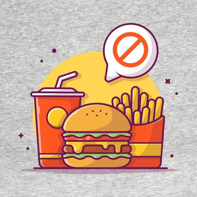 Burger, French Fries, And Drink With Banned Speech Bubble Cartoon by Catalyst Labs